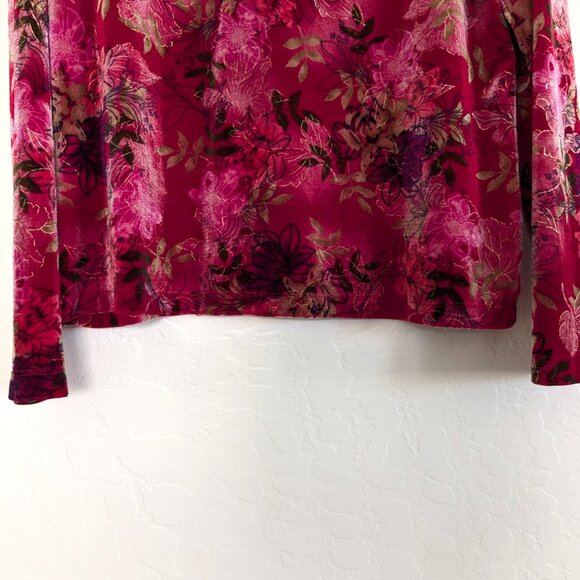 WHITE STAG Top Women's XL Multicolor Velvet Floral Artsy Pullover - Picture 2 of 13